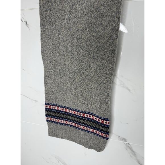 BROOKS BROTHERS Gray FAIR ISLE/NORDIC MERINO WOOL Blend Long Scarf Preppy Winter - Picture 6 of 7
